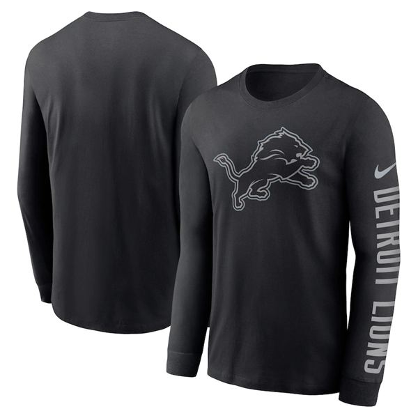 Men's Black Detroit Lions Long Sleeve T-Shirt
